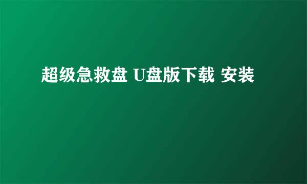 超级急救盘 U盘版下载 安装