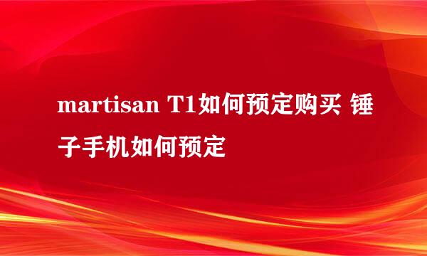 martisan T1如何预定购买 锤子手机如何预定