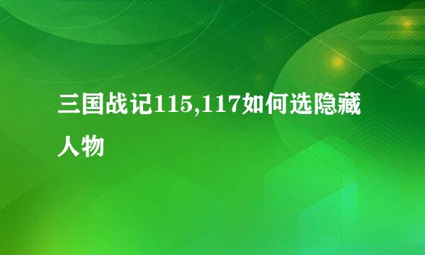 三国战记115,117如何选隐藏人物