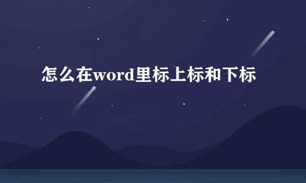 怎么在word里标上标和下标