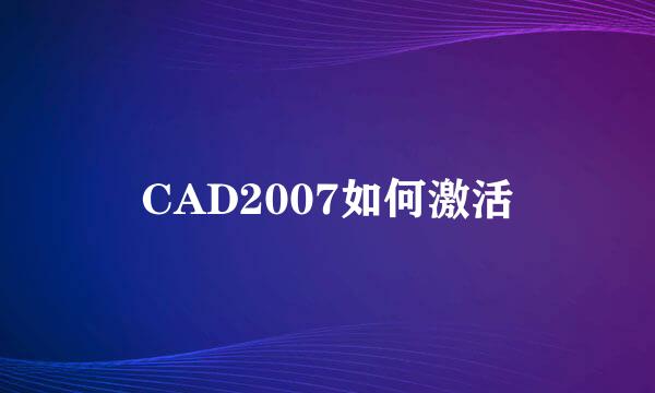 CAD2007如何激活