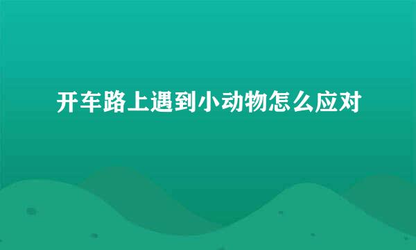 开车路上遇到小动物怎么应对