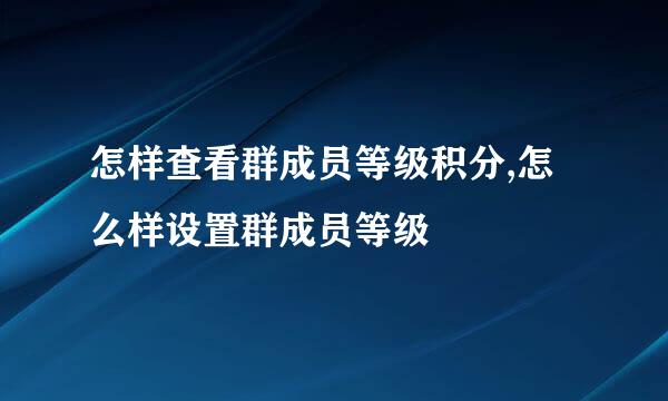 怎样查看群成员等级积分,怎么样设置群成员等级