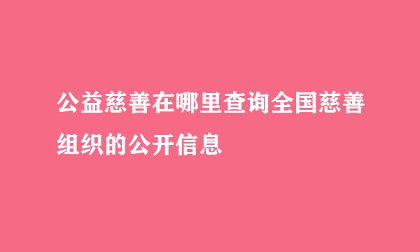 公益慈善在哪里查询全国慈善组织的公开信息