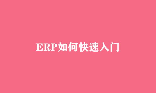 ERP如何快速入门