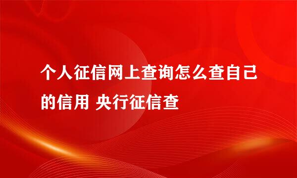 个人征信网上查询怎么查自己的信用 央行征信查