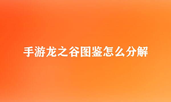 手游龙之谷图鉴怎么分解