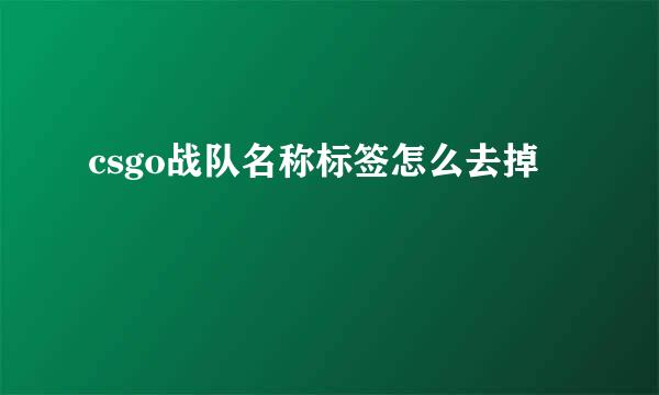 csgo战队名称标签怎么去掉