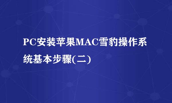 PC安装苹果MAC雪豹操作系统基本步骤(二)