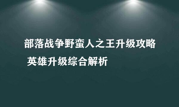 部落战争野蛮人之王升级攻略 英雄升级综合解析