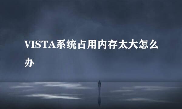 VISTA系统占用内存太大怎么办