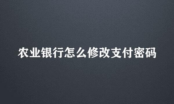 农业银行怎么修改支付密码