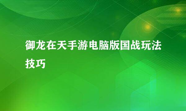 御龙在天手游电脑版国战玩法技巧