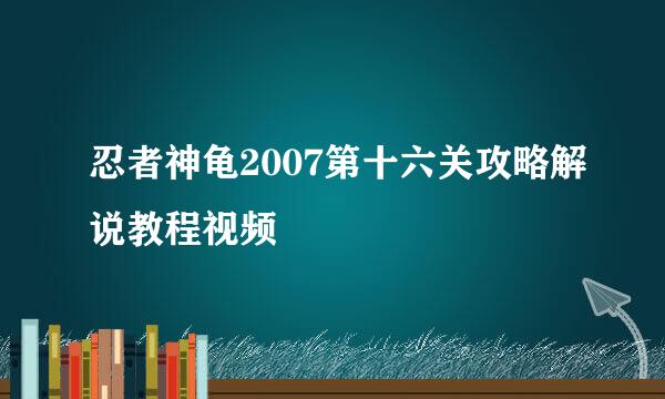 忍者神龟2007第十六关攻略解说教程视频