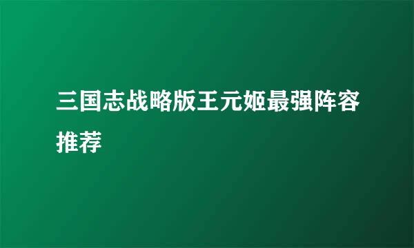 三国志战略版王元姬最强阵容推荐