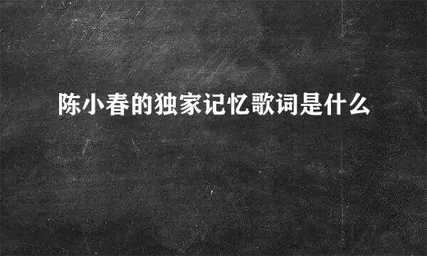 陈小春的独家记忆歌词是什么