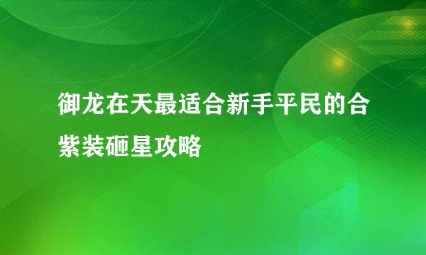 御龙在天最适合新手平民的合紫装砸星攻略