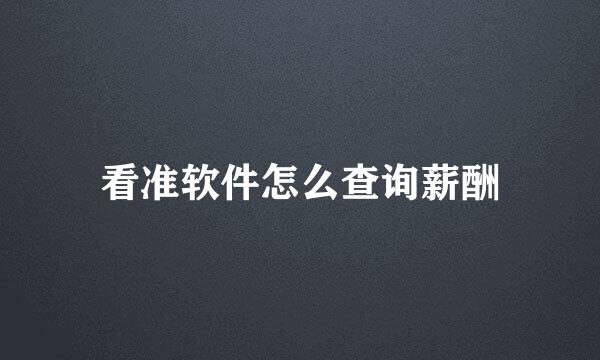 看准软件怎么查询薪酬