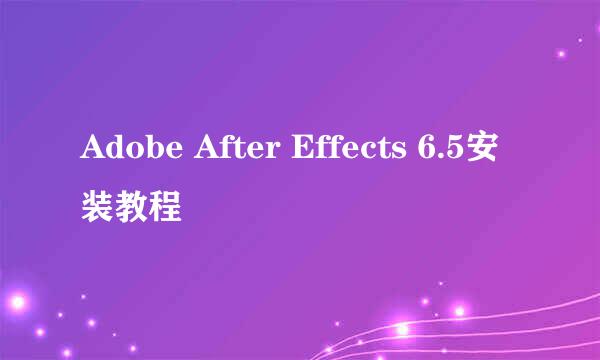 Adobe After Effects 6.5安装教程