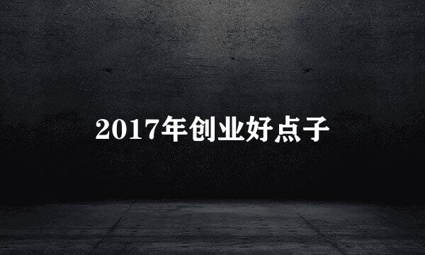 2017年创业好点子