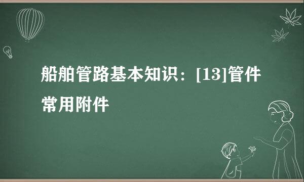 船舶管路基本知识：[13]管件常用附件