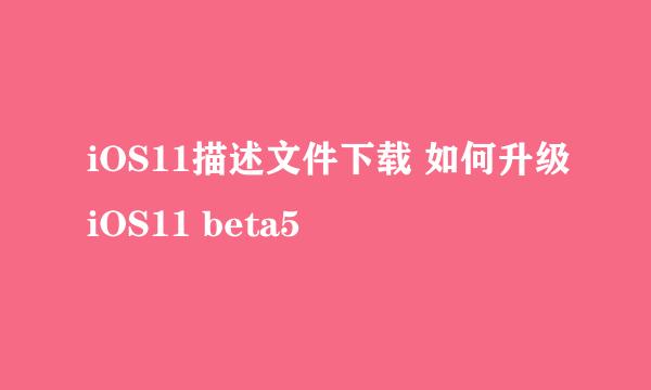 iOS11描述文件下载 如何升级iOS11 beta5