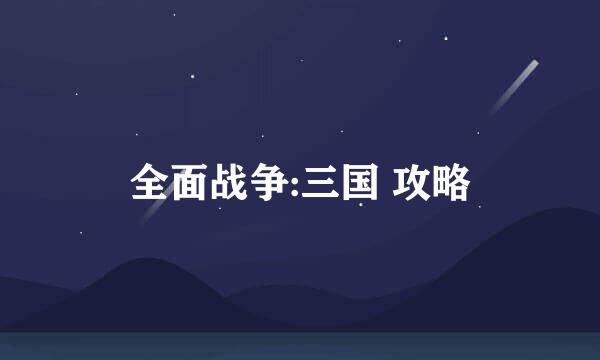 全面战争:三国 攻略