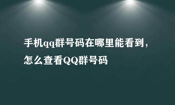 手机qq群号码在哪里能看到，怎么查看QQ群号码