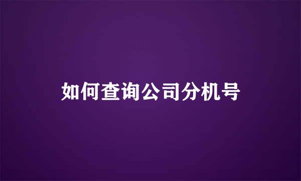 如何查询公司分机号