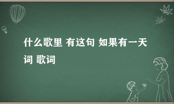 什么歌里 有这句 如果有一天 词 歌词