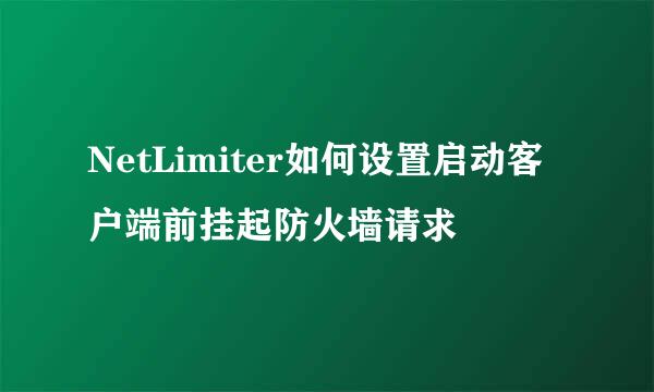 NetLimiter如何设置启动客户端前挂起防火墙请求