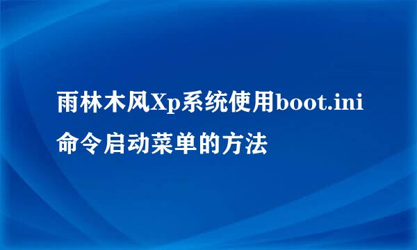 雨林木风Xp系统使用boot.ini命令启动菜单的方法