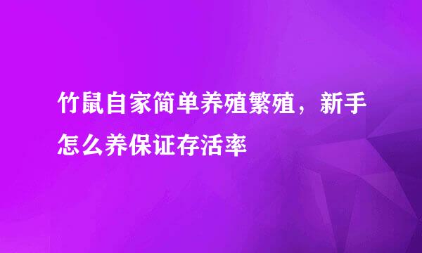 竹鼠自家简单养殖繁殖，新手怎么养保证存活率