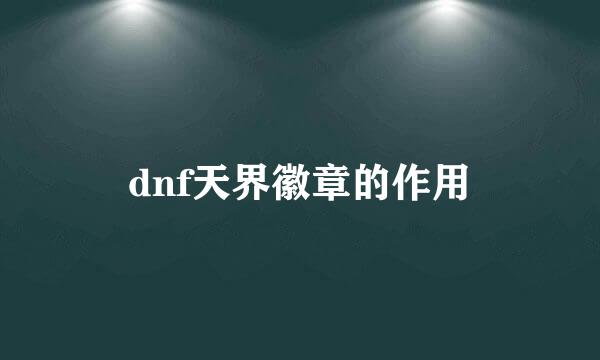 dnf天界徽章的作用