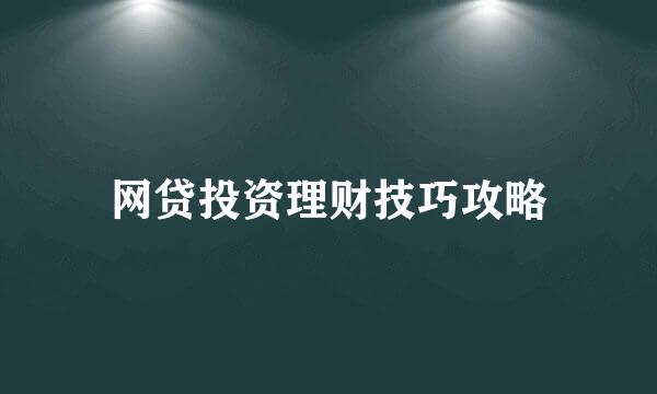 网贷投资理财技巧攻略