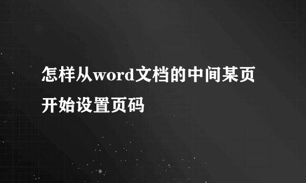 怎样从word文档的中间某页开始设置页码