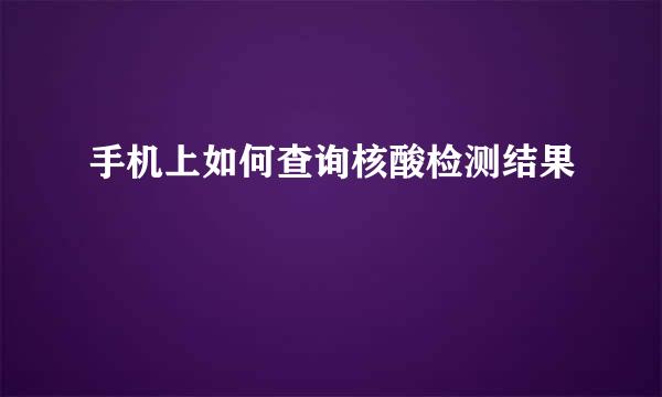 手机上如何查询核酸检测结果