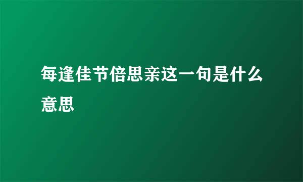 每逢佳节倍思亲这一句是什么意思