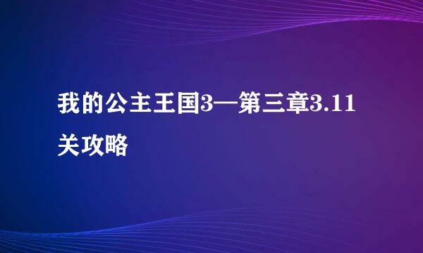 我的公主王国3—第三章3.11关攻略