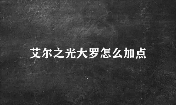 艾尔之光大罗怎么加点