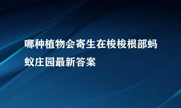 哪种植物会寄生在梭梭根部蚂蚁庄园最新答案