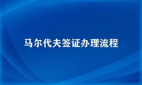 马尔代夫签证办理流程