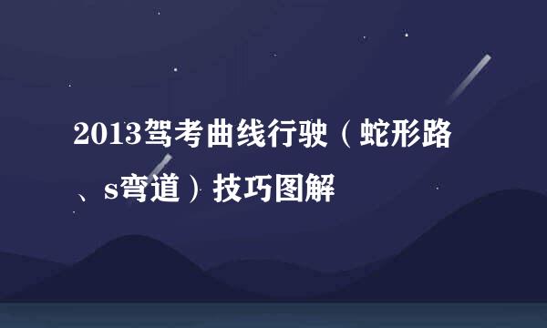 2013驾考曲线行驶（蛇形路、s弯道）技巧图解