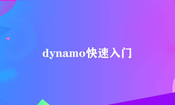 dynamo快速入门