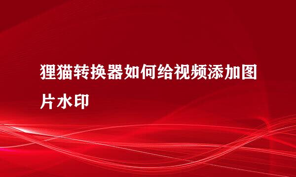 狸猫转换器如何给视频添加图片水印