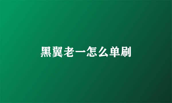 黑翼老一怎么单刷