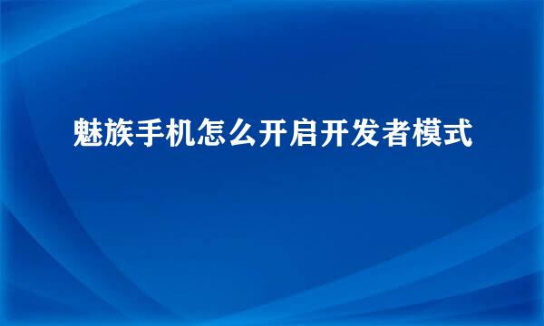 魅族手机怎么开启开发者模式