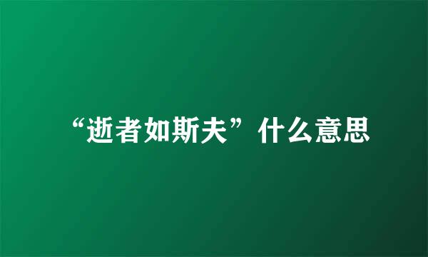 “逝者如斯夫”什么意思