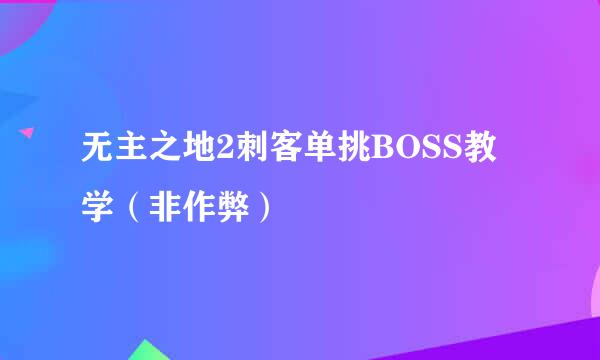 无主之地2刺客单挑BOSS教学（非作弊）