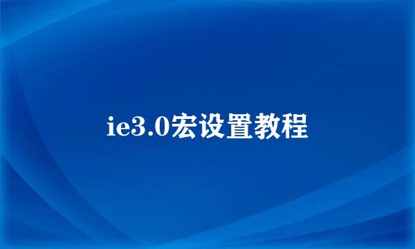 ie3.0宏设置教程